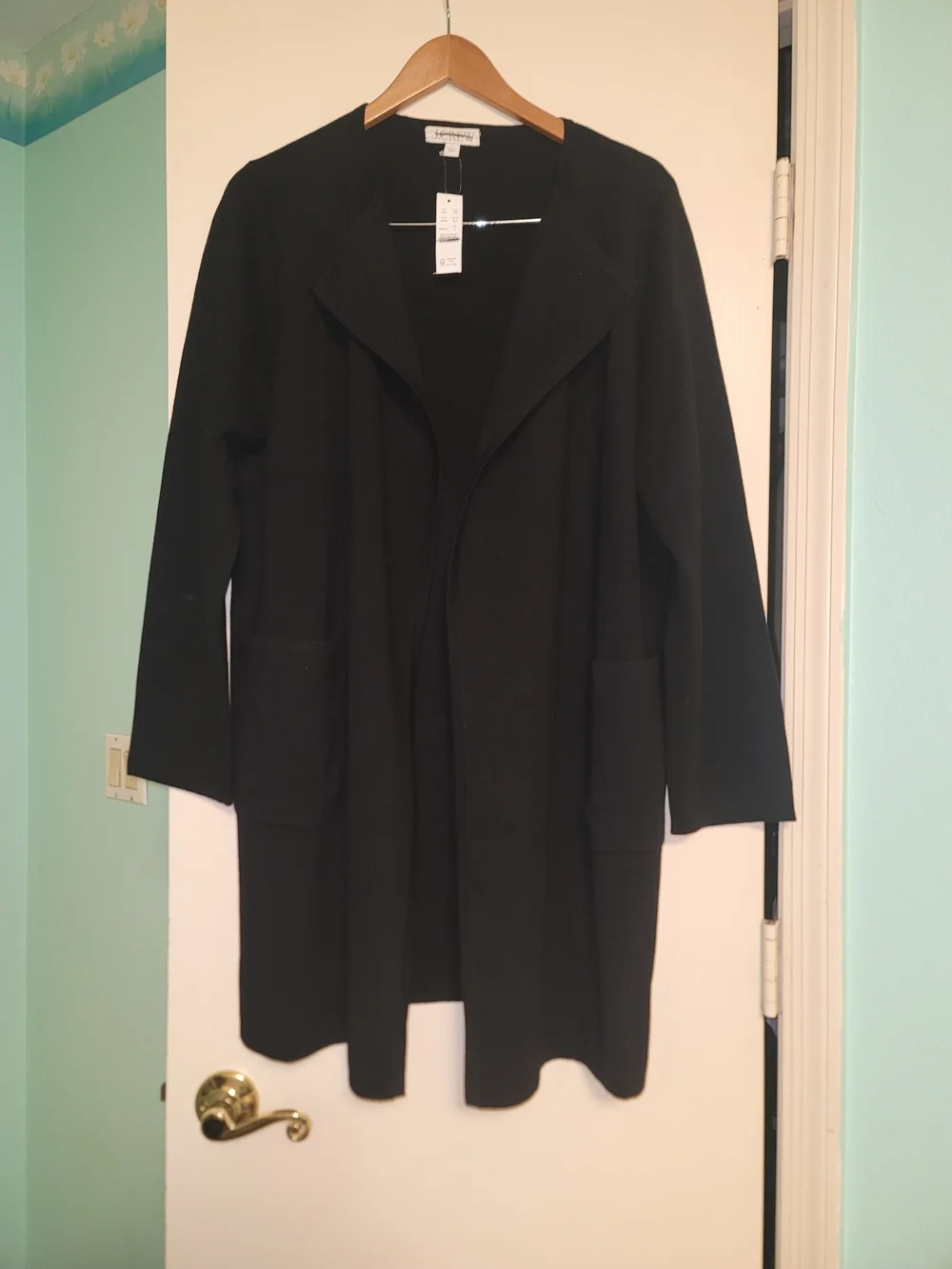 J. Crew Juliette Collarless Sweater Blazer L Black Metino Wool Cotton NWT $158
